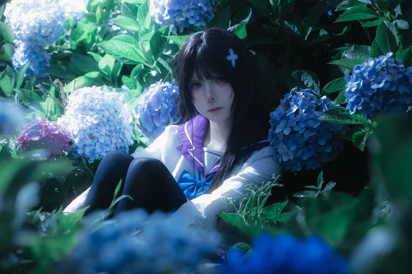 【散华礼弥cos】无尽夏绣球花海中的JK少女 - 云间glow - 第8张