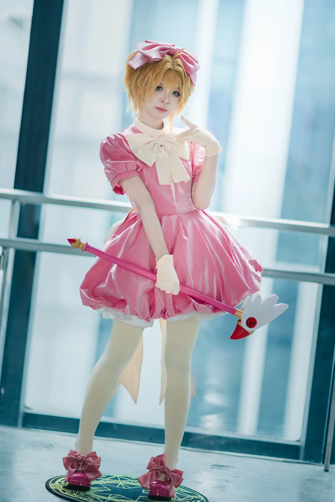 萤火虫漫展, 小樱cos, 魔卡少女樱, 白丝, 漫展集邮