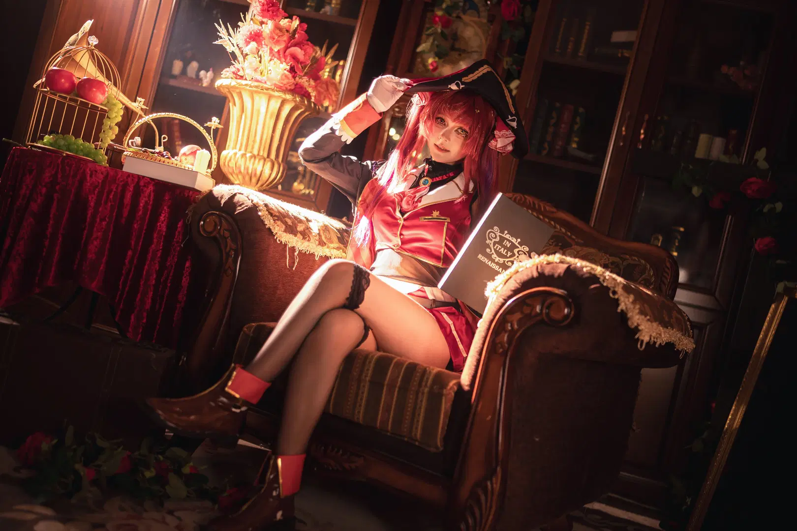 【寶鐘瑪琳cos】Vtuber船长打开神秘宝箱的复古书房正片 - 云间glow - 第2张