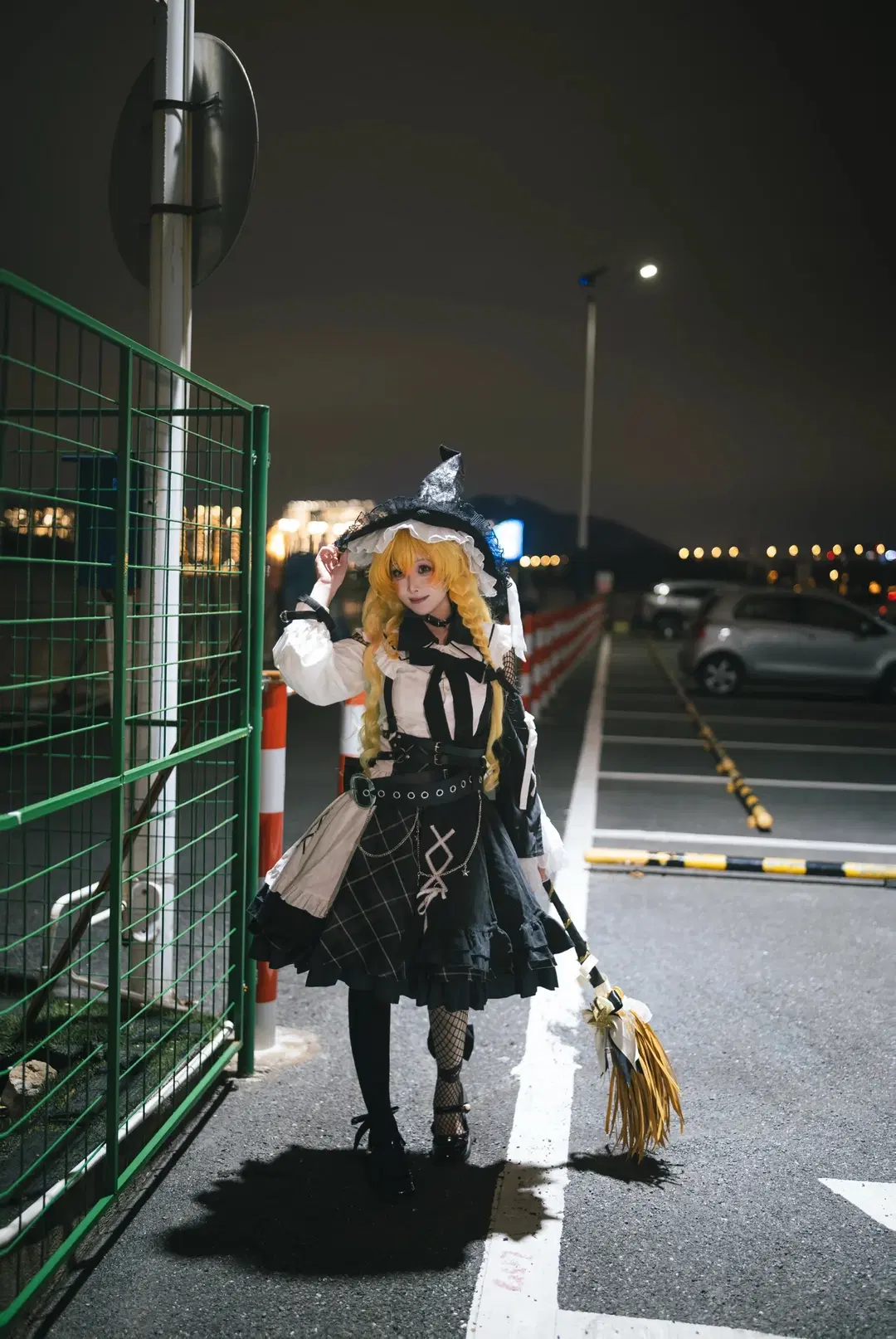 Touhou Project, Marisa cosplay, Night view cosplay, Stockings, Gothic witch