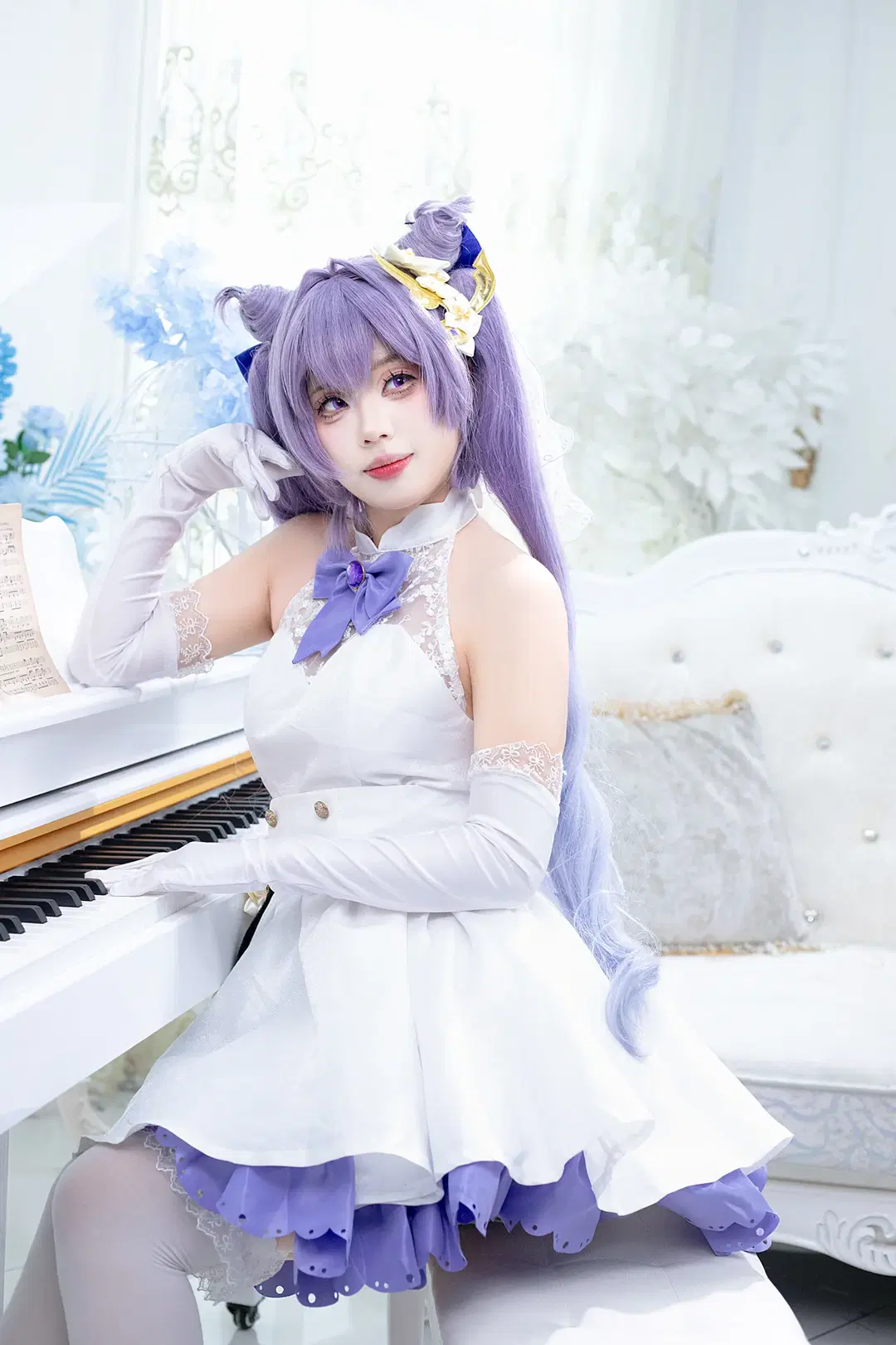 [Keqing cosplay] A Pure White Bridal Variation of Genshin Impact's Yuheng by 阿鹏 - Image 2