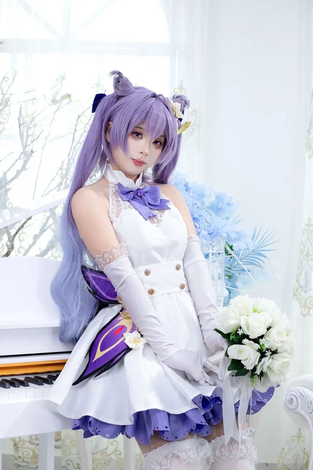 [Keqing cosplay] A Pure White Bridal Variation of Genshin Impact's Yuheng by 阿鹏 - Image 3