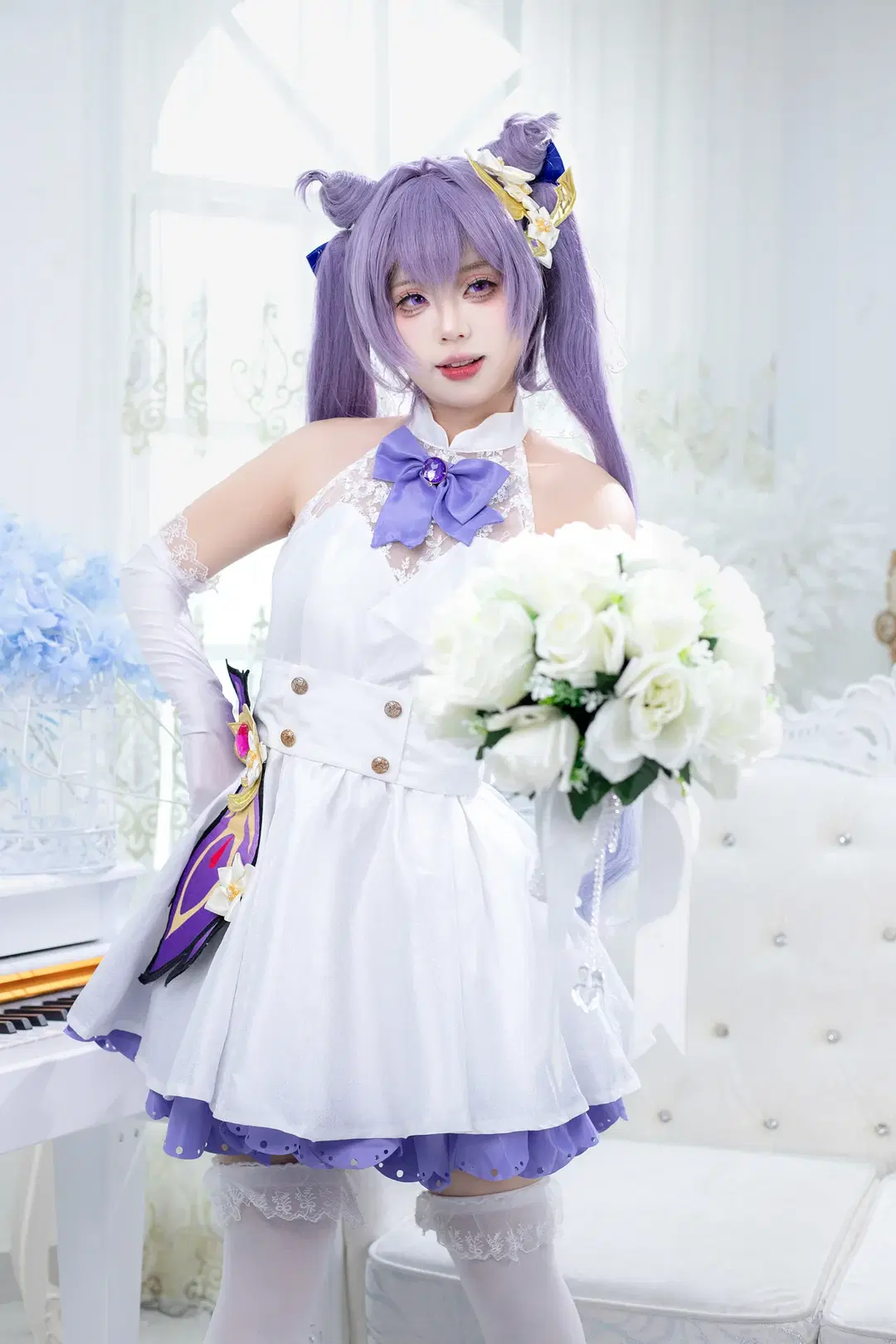 [Keqing cosplay] A Pure White Bridal Variation of Genshin Impact's Yuheng by 阿鹏 - Image 4