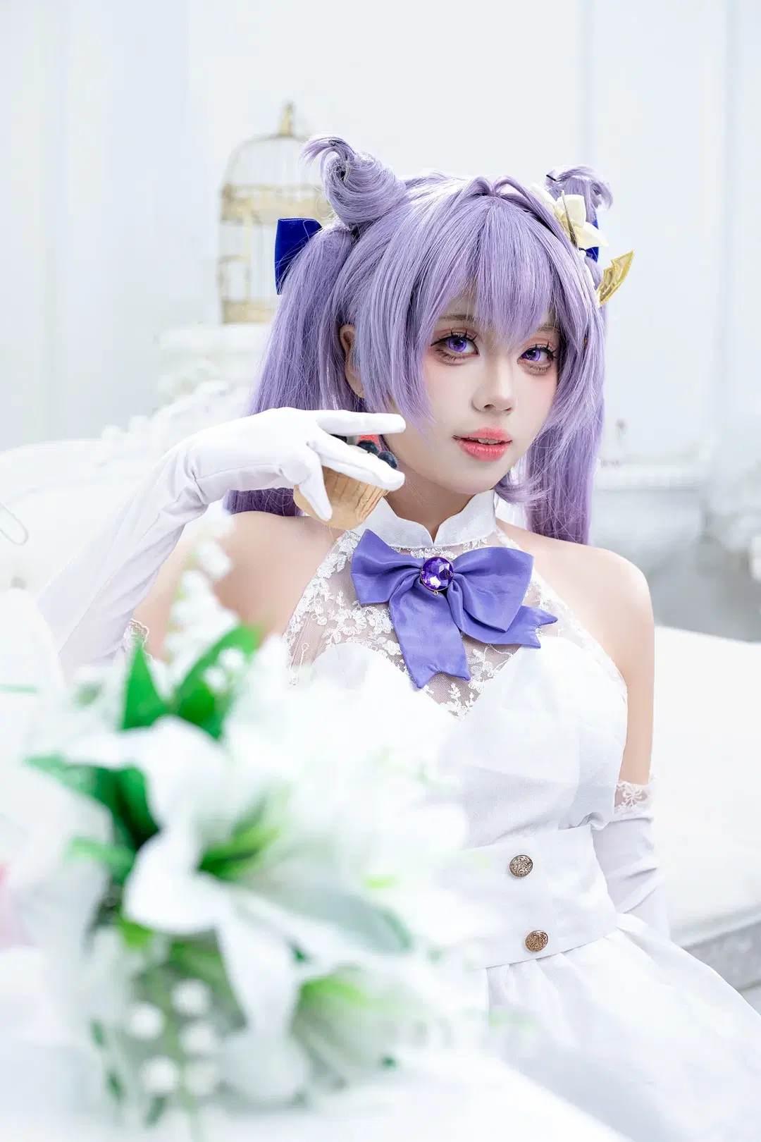 [Keqing cosplay] A Pure White Bridal Variation of Genshin Impact's Yuheng by 阿鹏 - Image 5