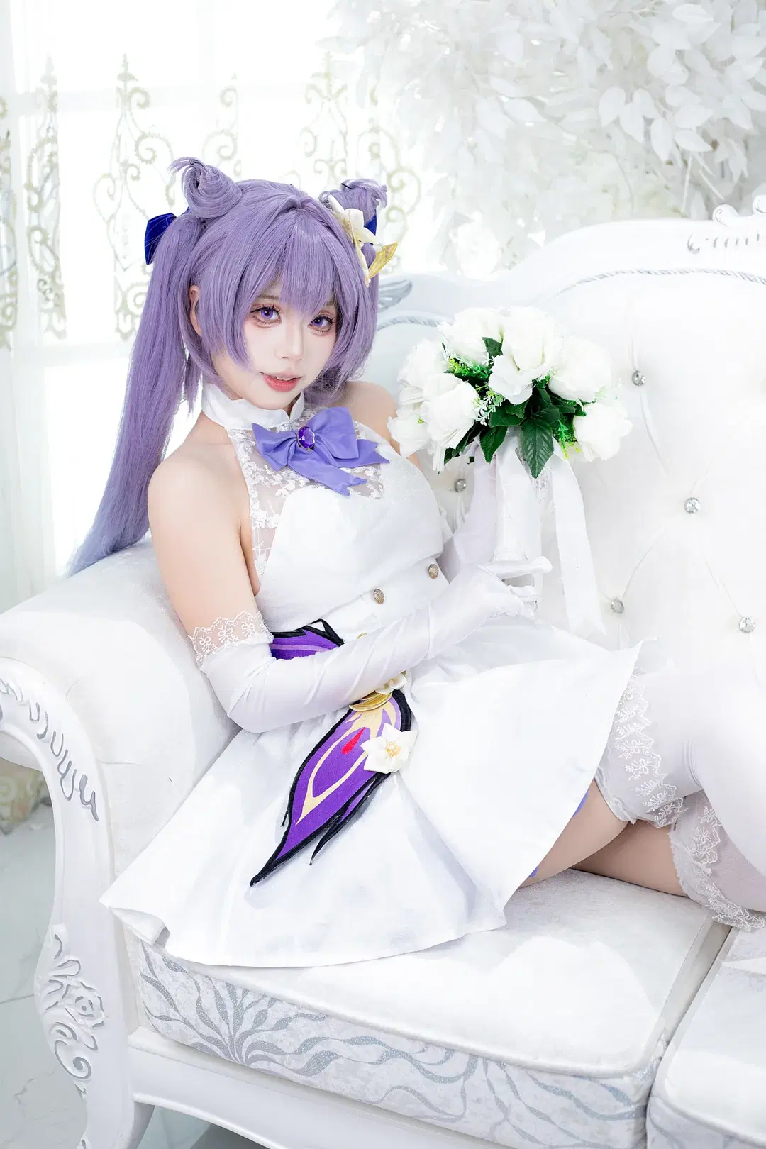 [Keqing cosplay] A Pure White Bridal Variation of Genshin Impact's Yuheng by 阿鹏 - Image 6
