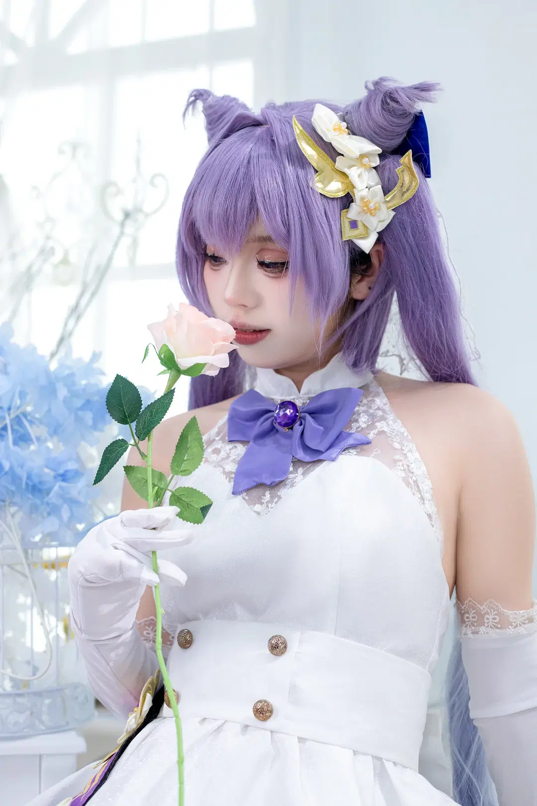 [Keqing cosplay] A Pure White Bridal Variation of Genshin Impact's Yuheng by 阿鹏 - Image 7