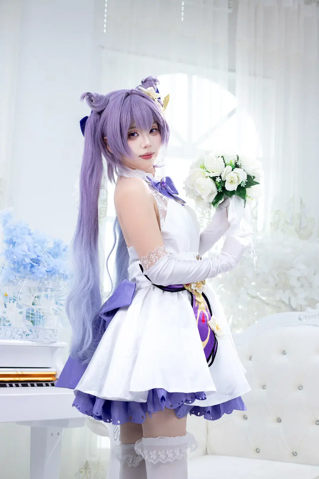 [Keqing cosplay] A Pure White Bridal Variation of Genshin Impact's Yuheng by 阿鹏 - Image 8
