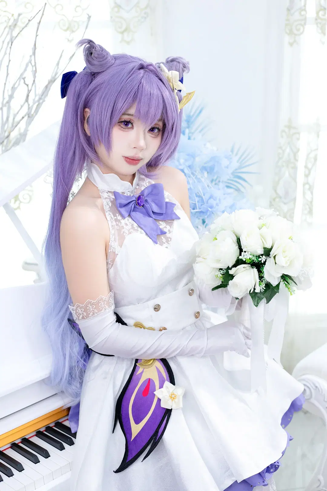 [Keqing cosplay] A Pure White Bridal Variation of Genshin Impact's Yuheng by 阿鹏 - Image 9