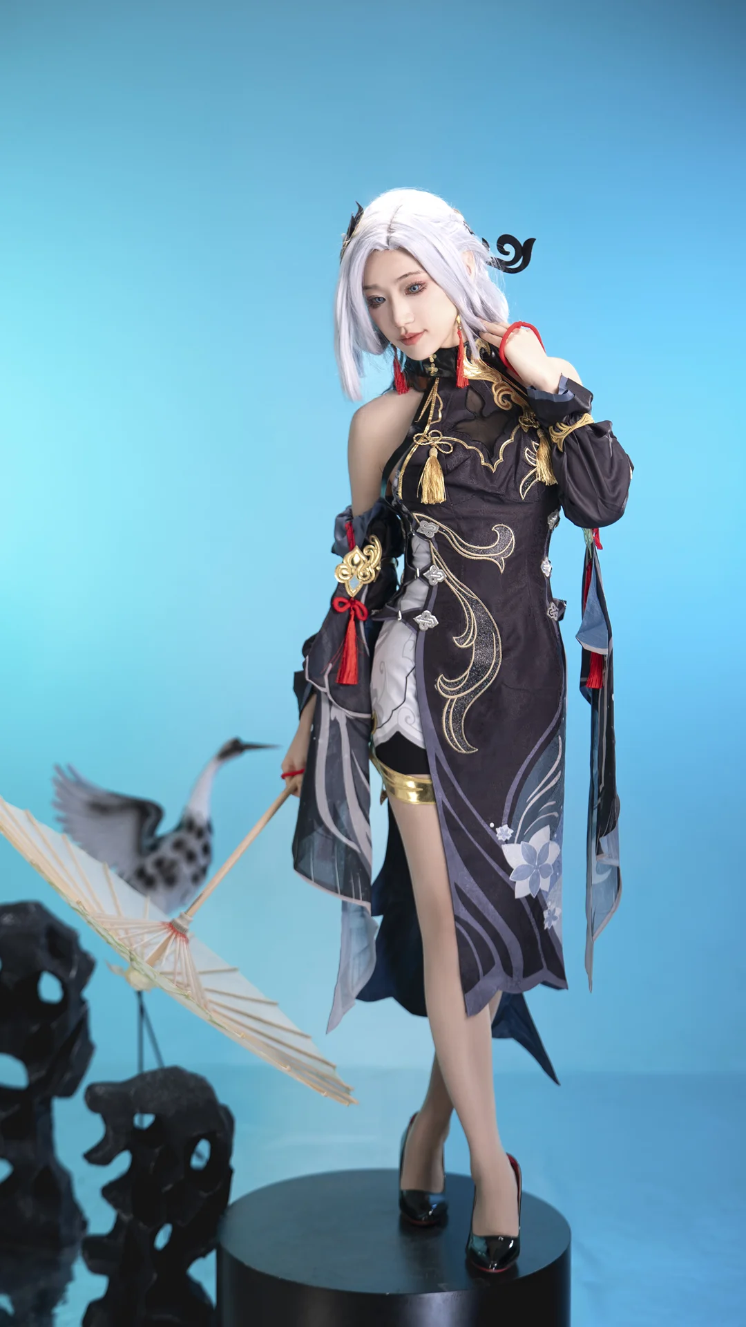 【申鶴 コスプレ】『原神』申鶴・海灯祭の黒金チャイナドレス風スタイル - 阿鹏 - 2枚目