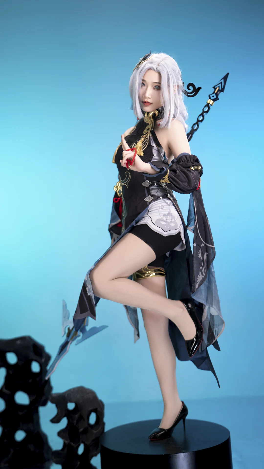 【申鶴 コスプレ】『原神』申鶴・海灯祭の黒金チャイナドレス風スタイル - 阿鹏 - 3枚目
