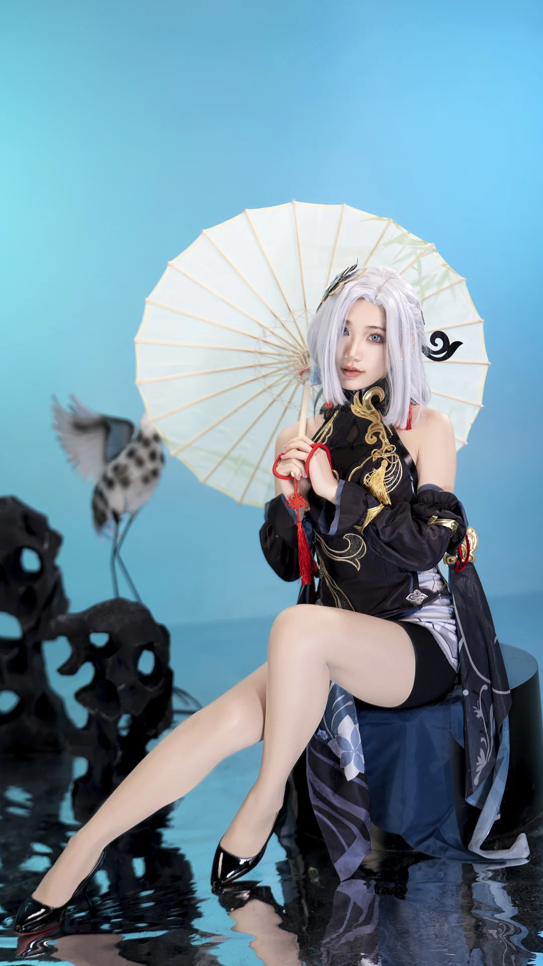 【申鶴 コスプレ】『原神』申鶴・海灯祭の黒金チャイナドレス風スタイル - 阿鹏 - 4枚目