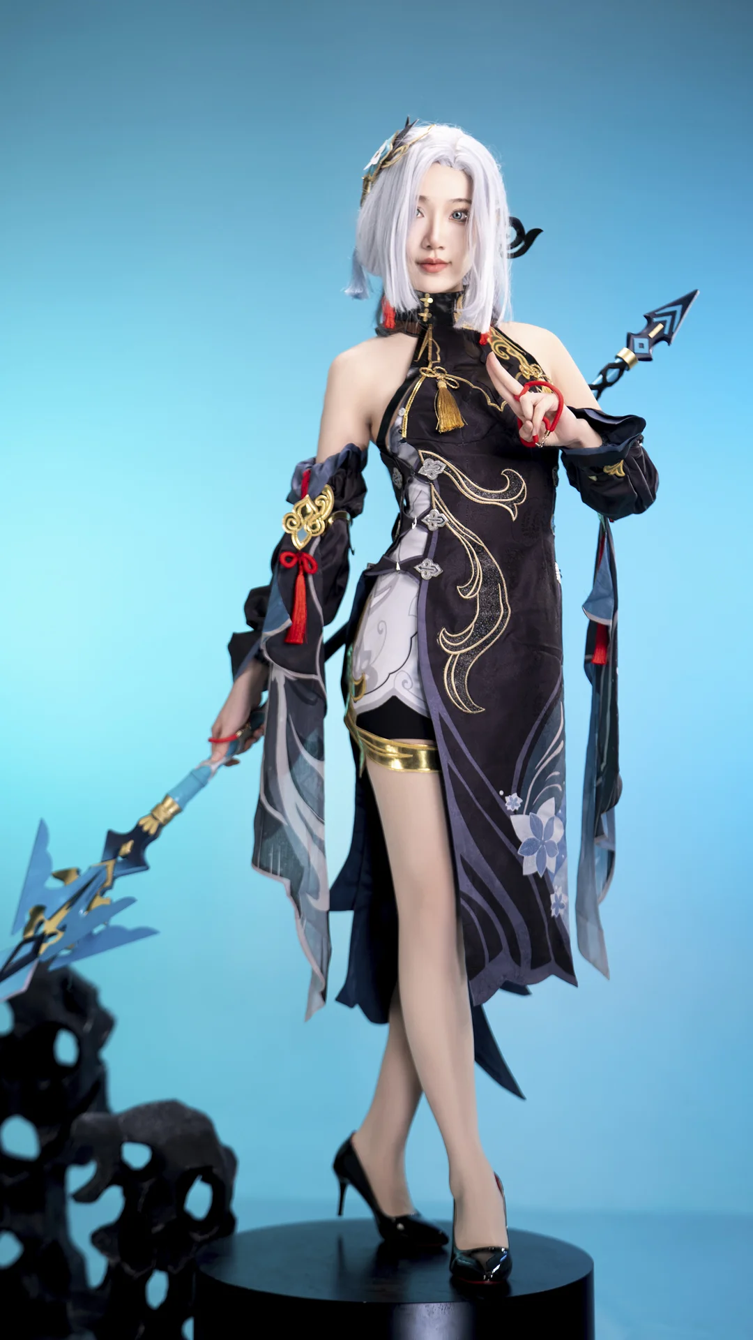 【申鶴 コスプレ】『原神』申鶴・海灯祭の黒金チャイナドレス風スタイル - 阿鹏 - 5枚目