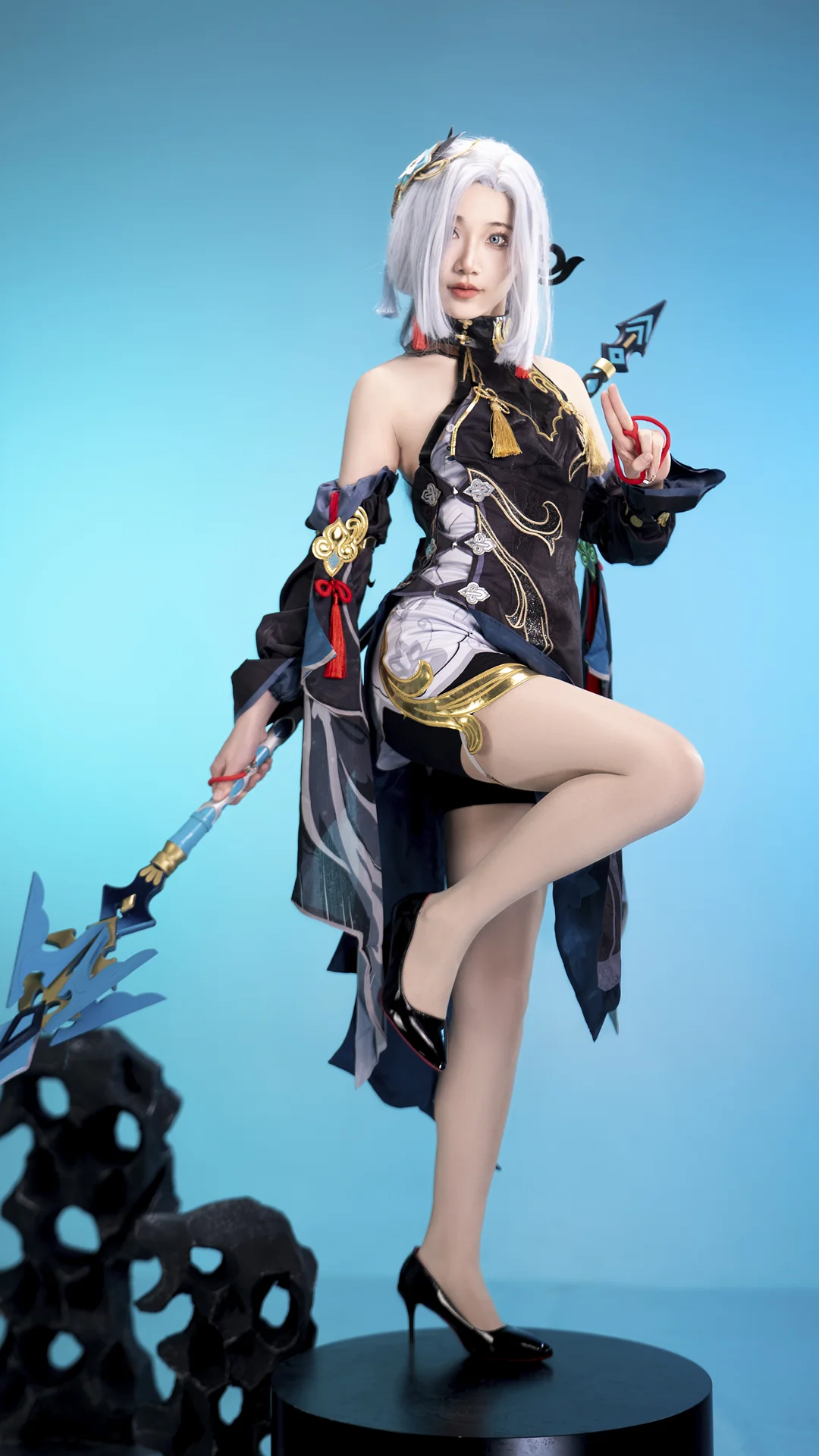 【申鶴 コスプレ】『原神』申鶴・海灯祭の黒金チャイナドレス風スタイル - 阿鹏 - 8枚目