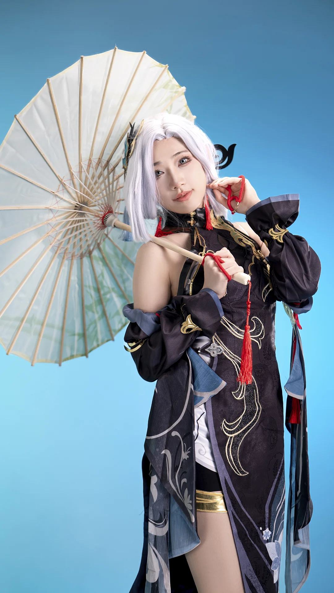 【申鶴 コスプレ】『原神』申鶴・海灯祭の黒金チャイナドレス風スタイル - 阿鹏 - 9枚目