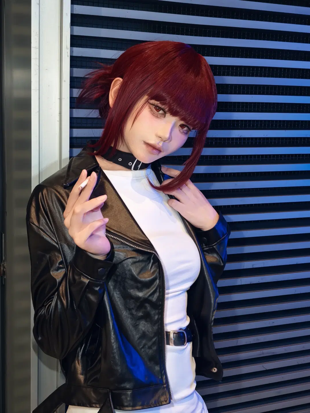 街头风, 山田小姐cos, 红发, 皮衣, 冷艳御姐