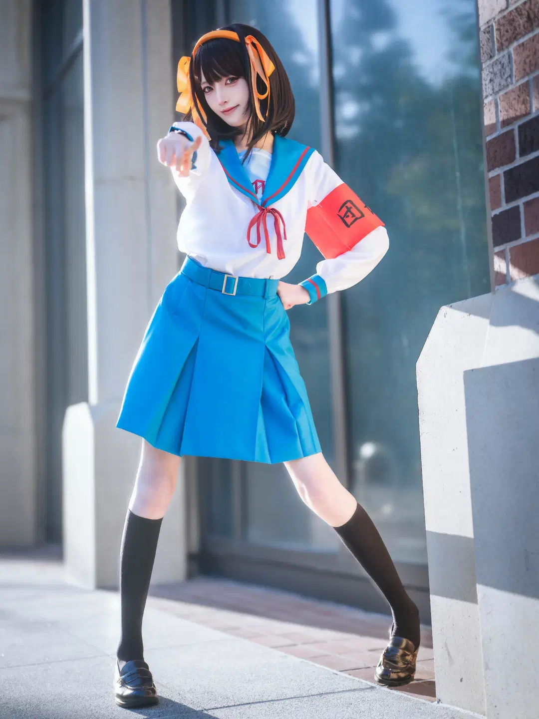 コスプレ, セーラー服, 涼宮ハルヒコスプレ, 涼宮ハルヒの憂鬱, 黒ストッキング