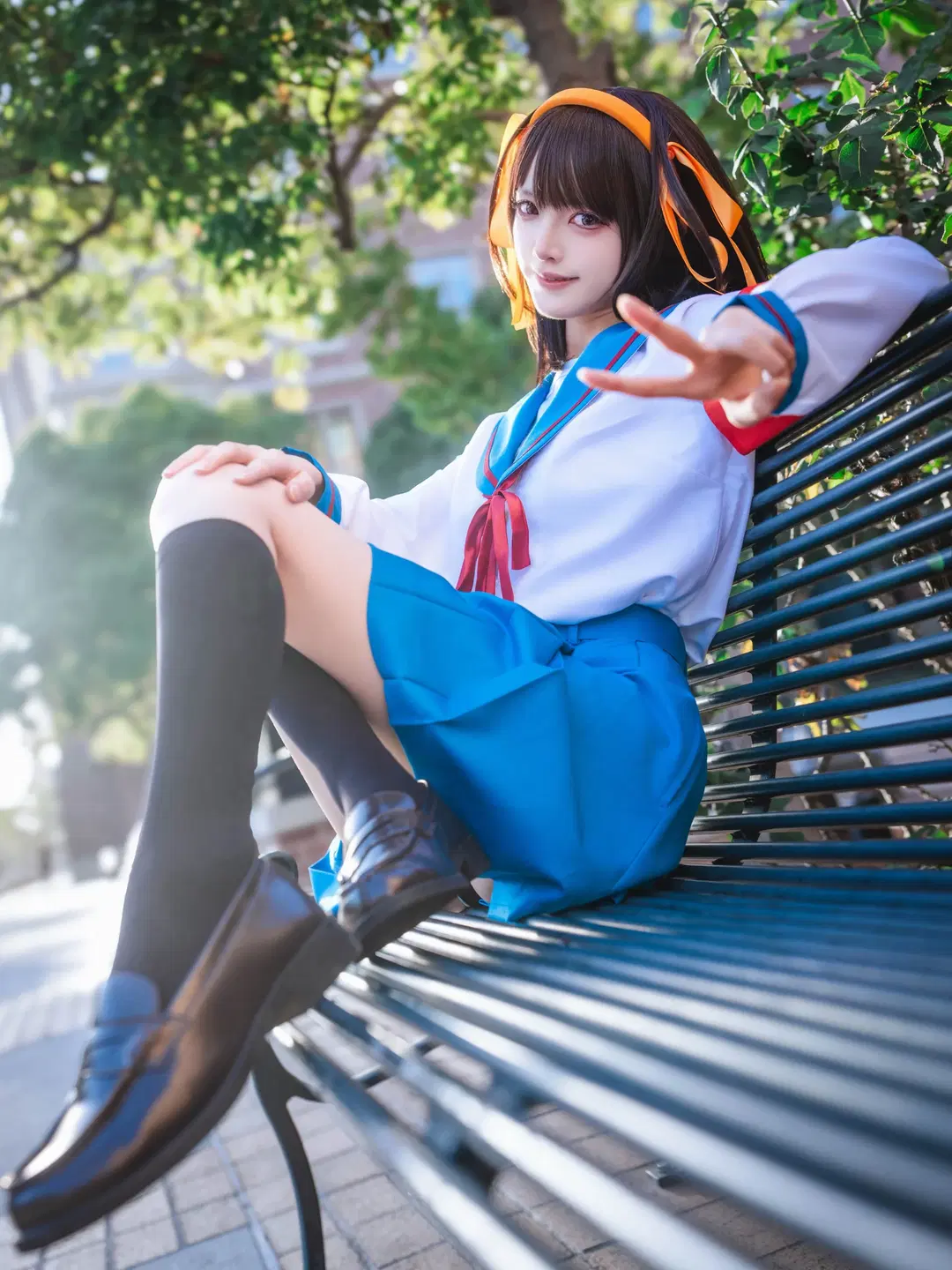 [Haruhi Suzumiya cosplay] The Melancholy of Haruhi Suzumiya: Classic Sailor Suit Outdoor Shoot by 汐纸纸 - Image 3