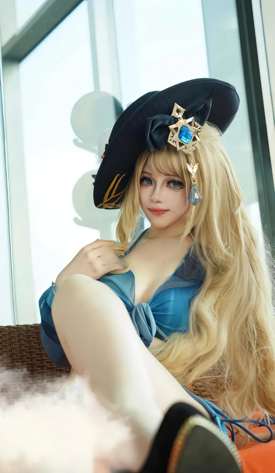 【ナヴィア コスプレ】海辺の捏造コスプレ：シアーブルーの水着写真 - 小葱殿 - 2枚目