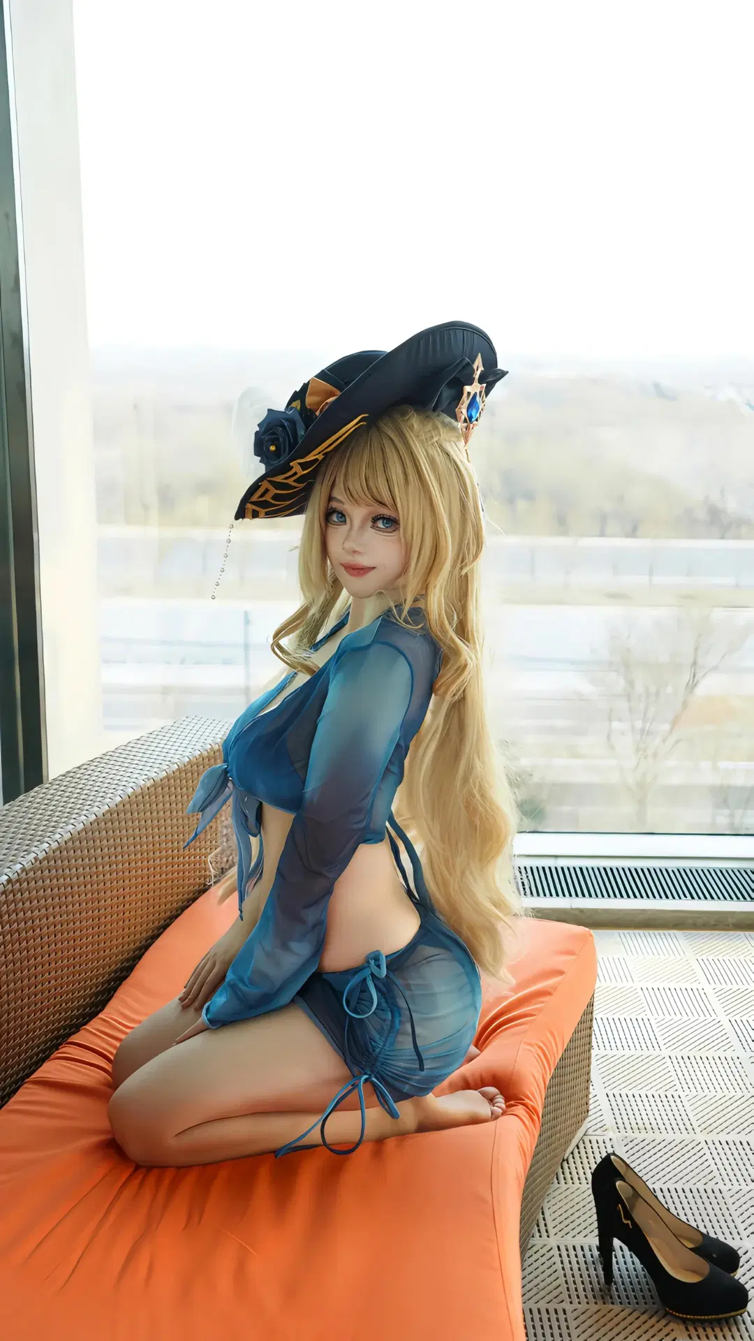 【ナヴィア コスプレ】海辺の捏造コスプレ：シアーブルーの水着写真 - 小葱殿 - 3枚目