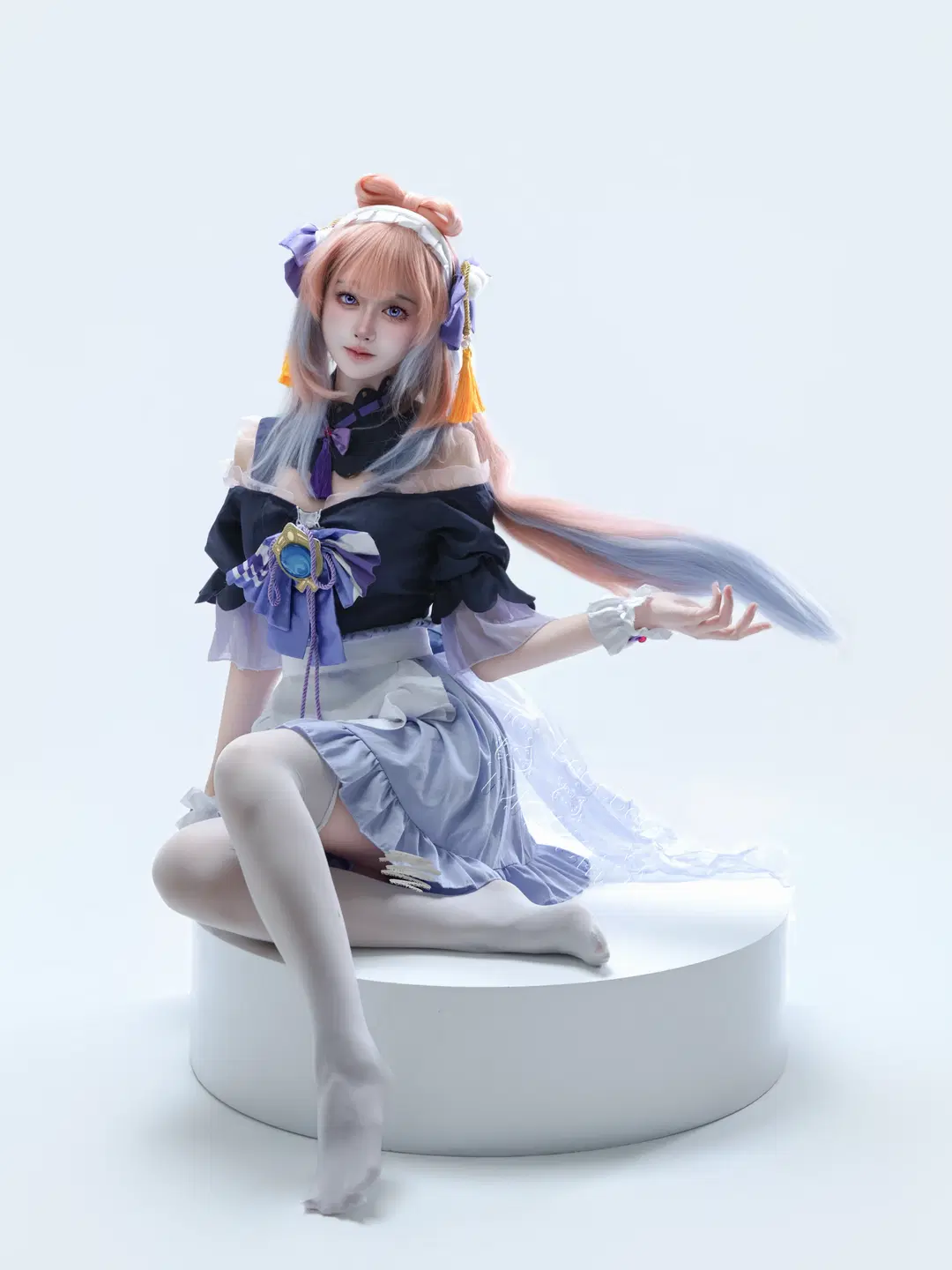 原神, cosplay, 珊瑚宫心海cos, 女仆装, 白丝