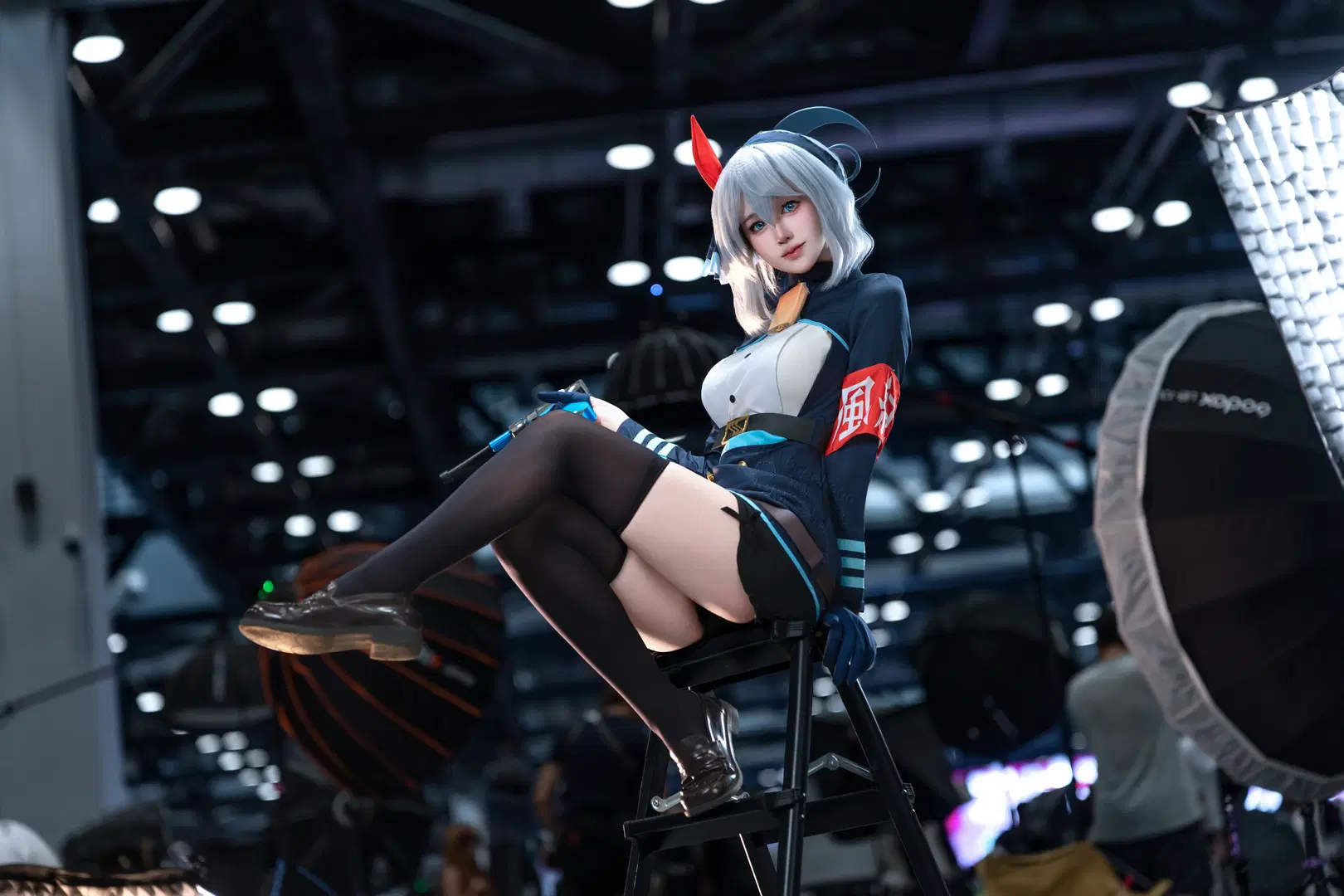 Blue Archive, Anime convention, Blue Archive, Amau Ako cosplay, Black stockings