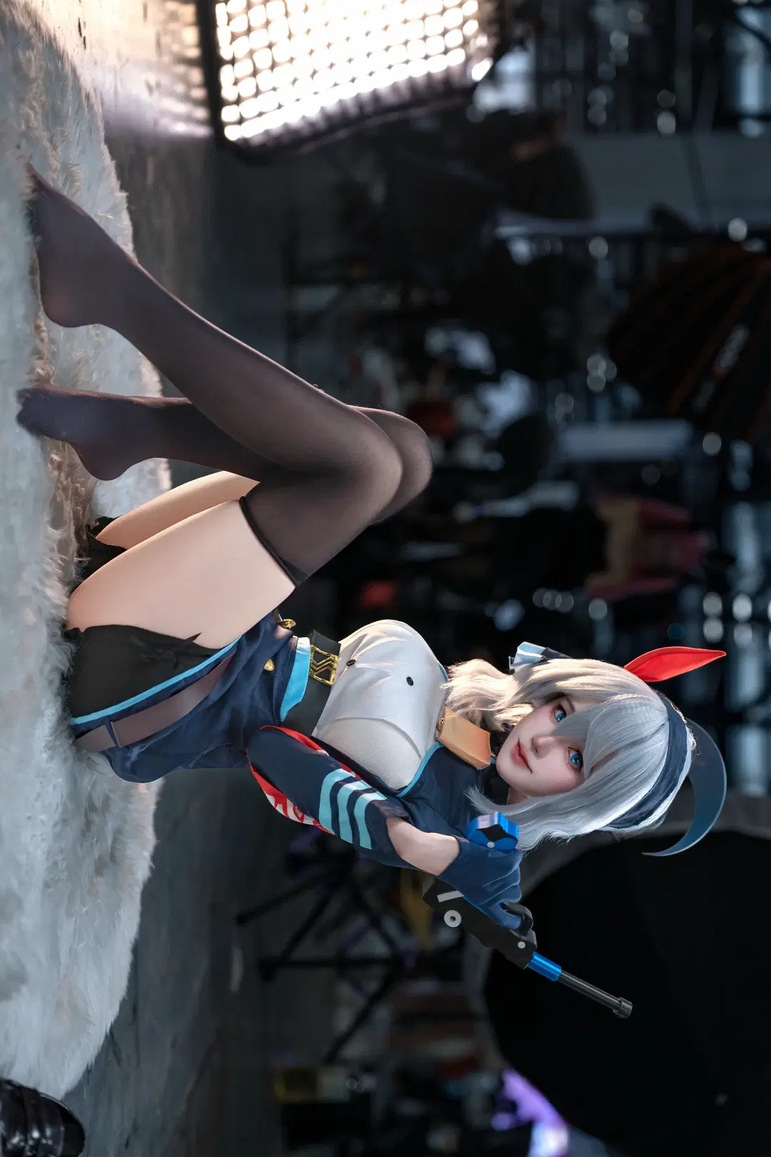 Blue Archive, Convention photos, Blue Archive, Amau Ako cosplay, Black stockings