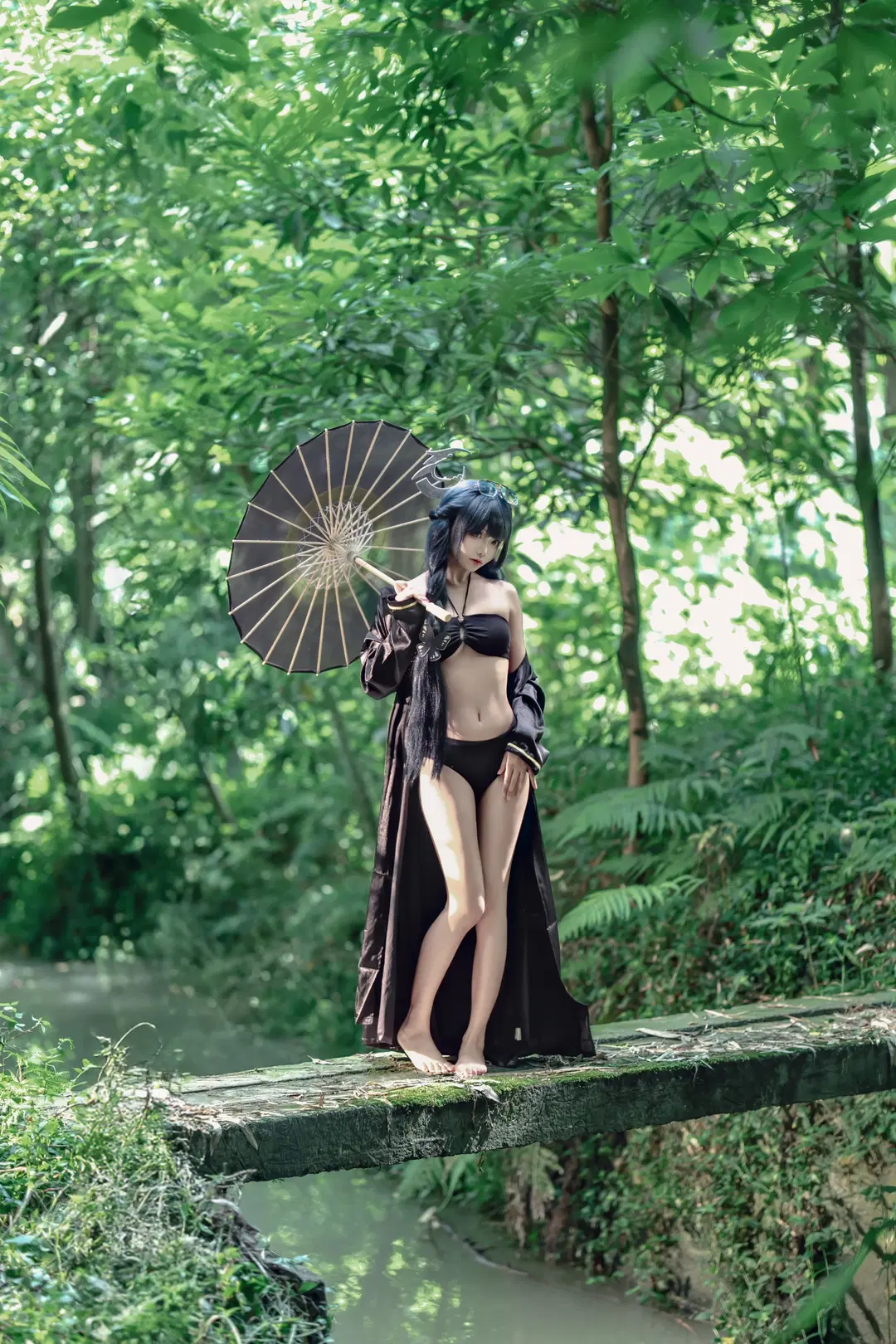 cosplay, 蔚蓝档案, 龙华妃咲cos, 竹林外景, 妃咲水着
