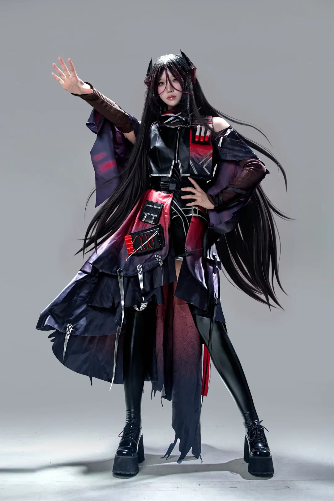 cosplay, 明日方舟, 黑丝穿搭, 伊内丝cos, 白棚正片