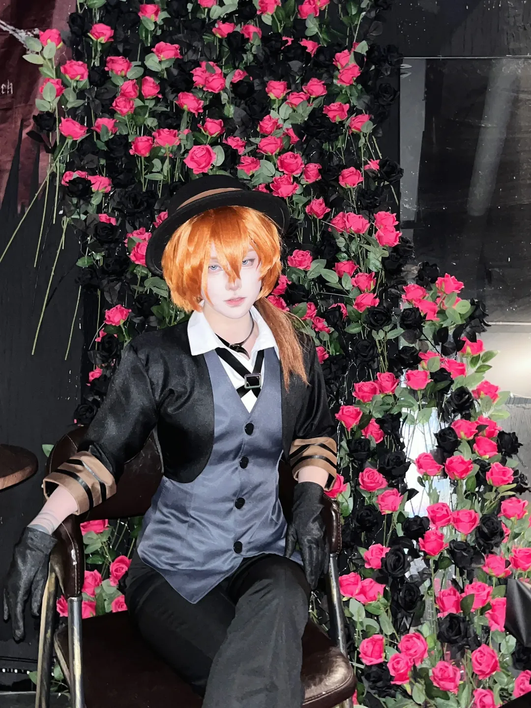 cosplay, 中原中也cos, 文豪野犬, 长沙咖啡馆, 玫瑰花墙 - 第1张
