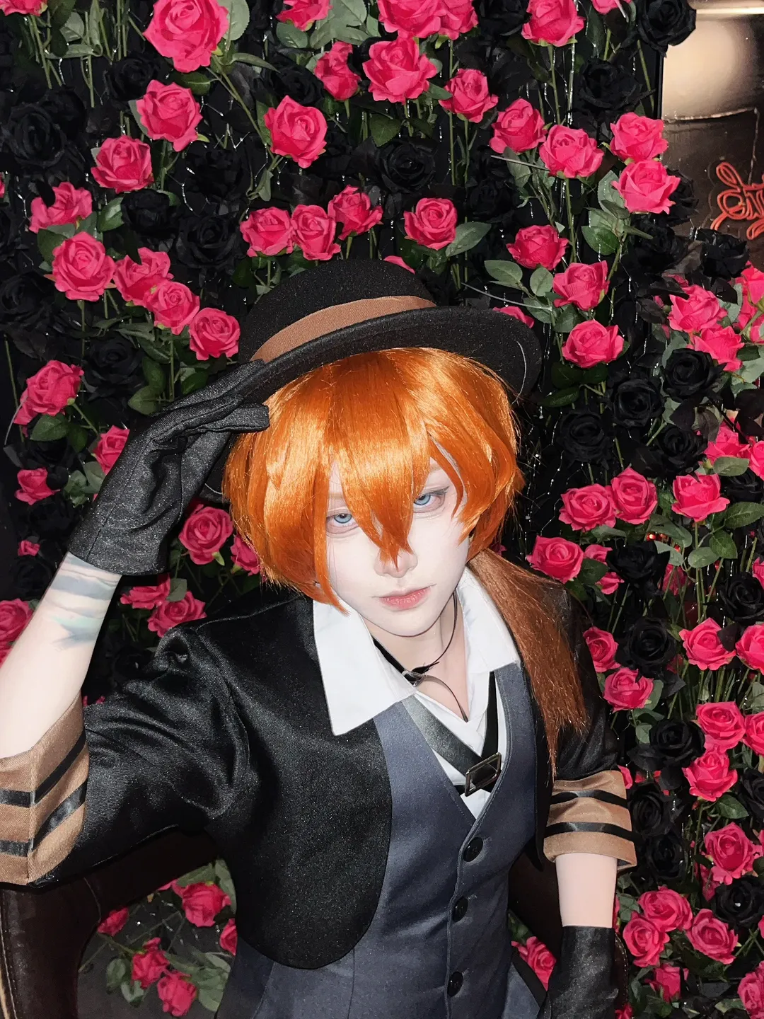 コスプレ, 中原中也 コスプレ, 文豪ストレイドッグス, 長沙のカフェ, バラの壁