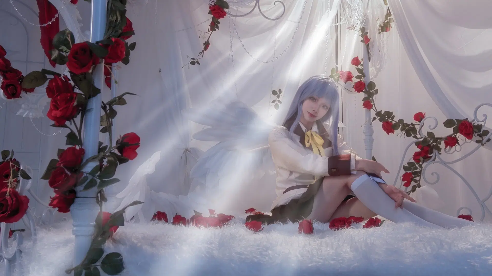 二次元cosplay, 立华奏cos, Angel Beats, 天使的心跳, 白丝袜