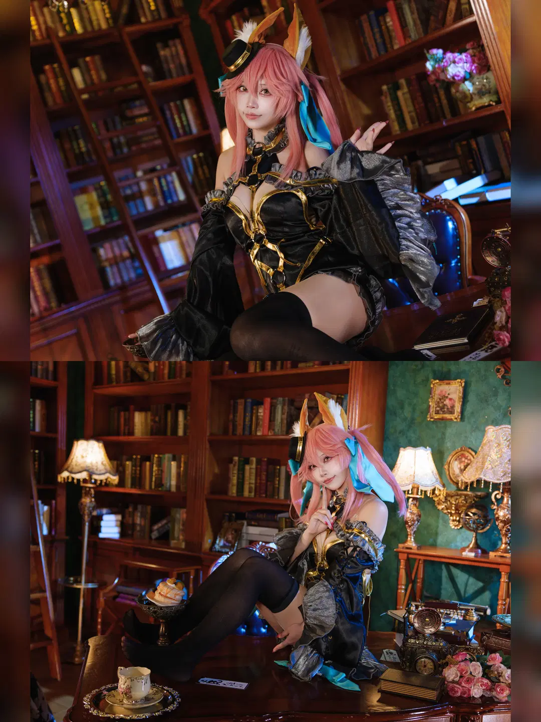 【玉藻の前 コスプレ】『Fate/Grand Order』漆黒の魔術師、レトロな書斎でのスタジオ撮影記録 - 萌萌的亚古兽HANS - 3枚目