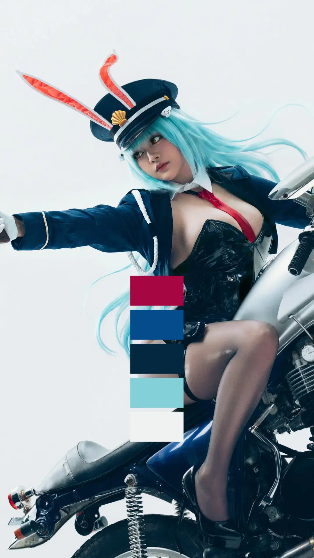 碧蓝航线, 黑丝, 海王星cos, 机车写真, 兔兔警官cos