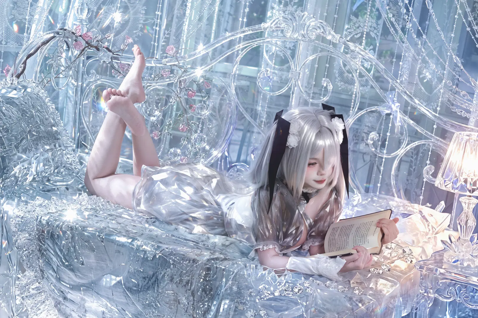 胜利女神妮姬, 二次元cosplay, 灰姑娘cos, 银发红眼, 水晶正片