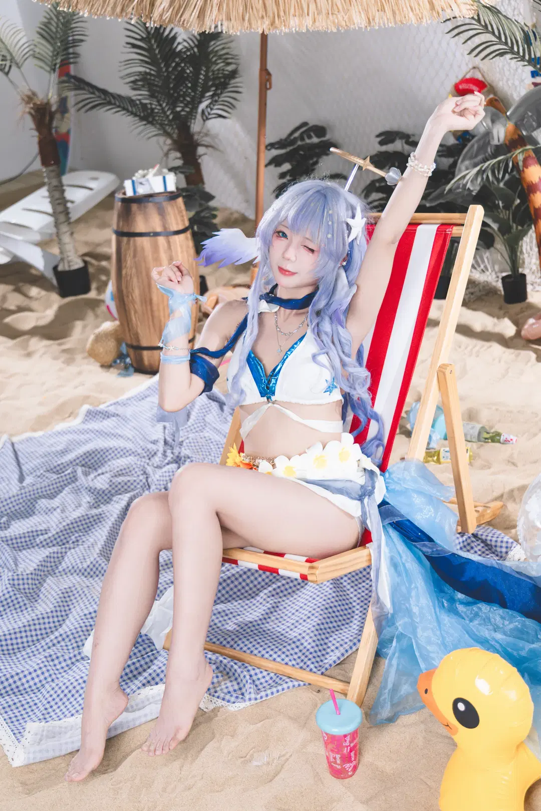 崩坏星穹铁道知更鸟泳装Cos，夏日沙滩的灵动瞬间 - 风凛纸鸢 - 第3张