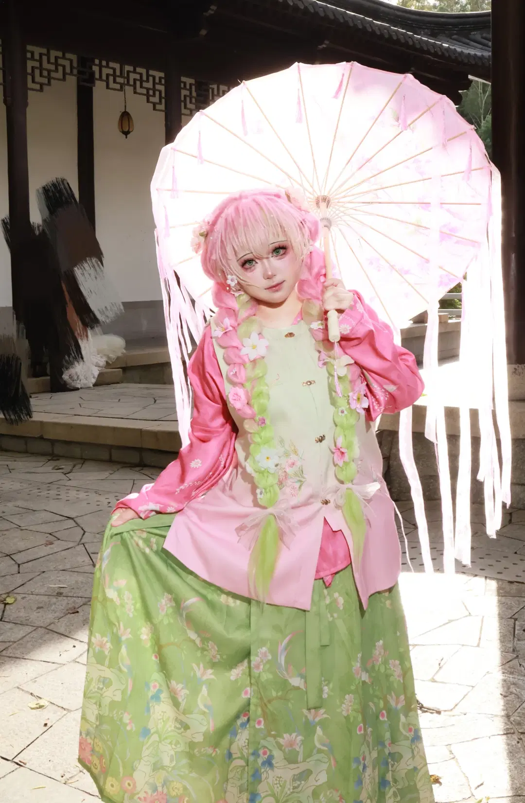 【甘露寺蜜璃cos】陽光下的粉綠私設漢服穿搭 - 祁肥肥肥鱼 - 第4張