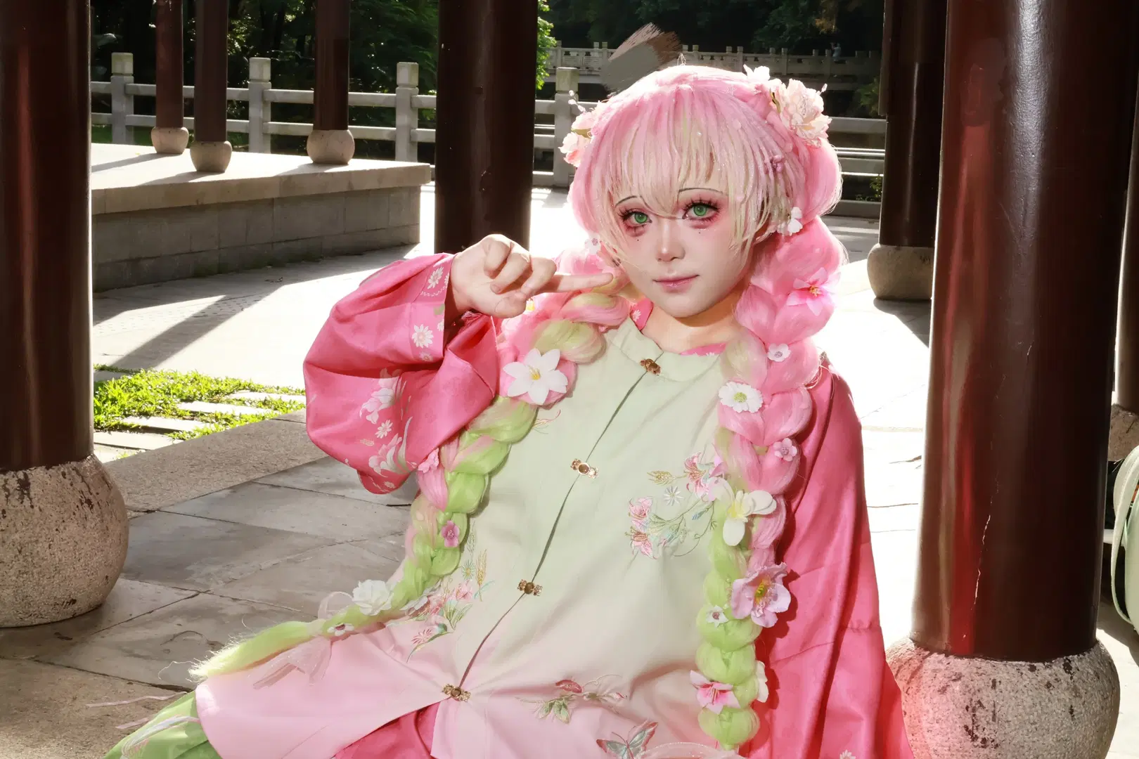 【甘露寺蜜璃cos】陽光下的粉綠私設漢服穿搭 - 祁肥肥肥鱼 - 第6張