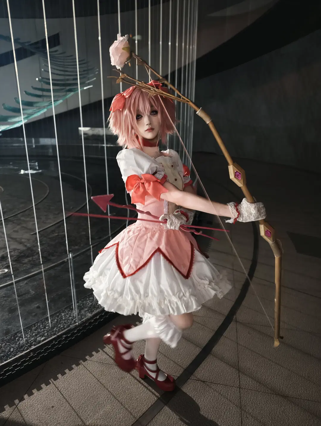 鹿目圆cos, 魔法少女小圆, 魔法少女, 粉色短发, 白丝袜
