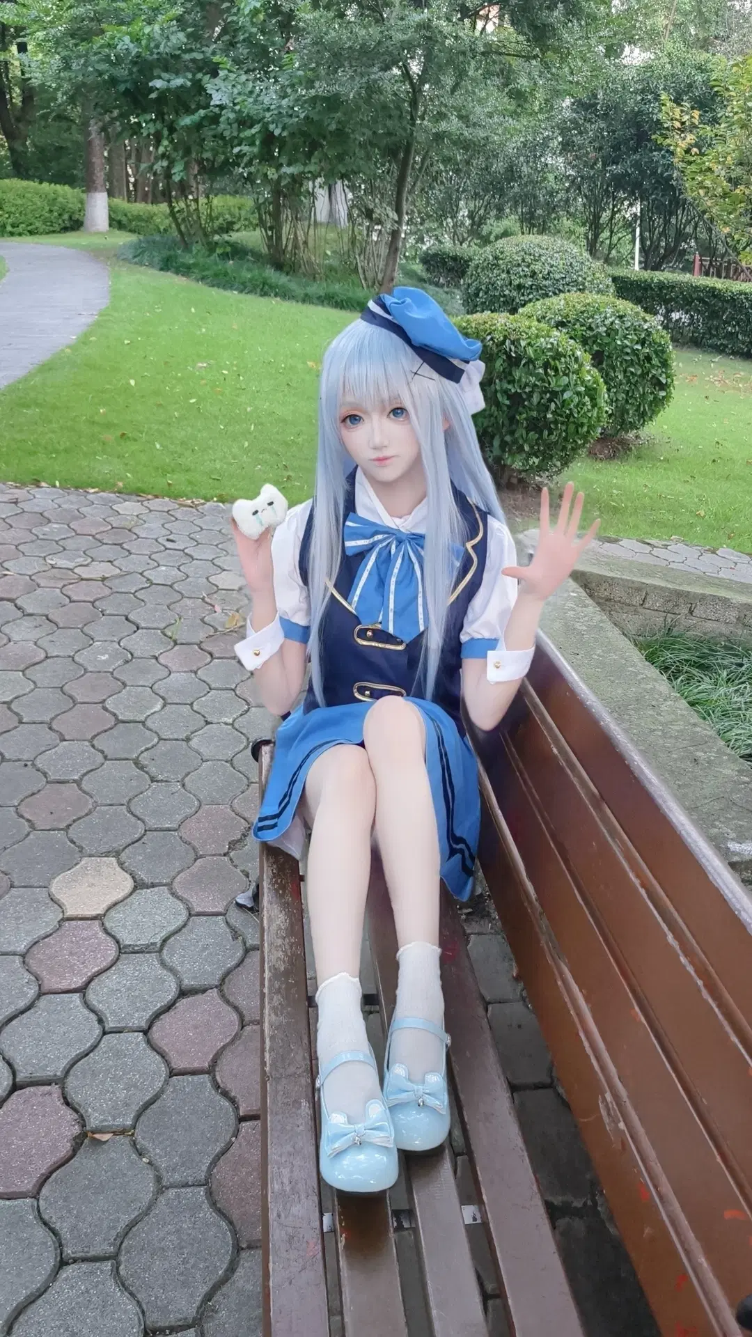 香风智乃cos, 蓝白制服, 点兔, 公园外景, 玛丽珍鞋