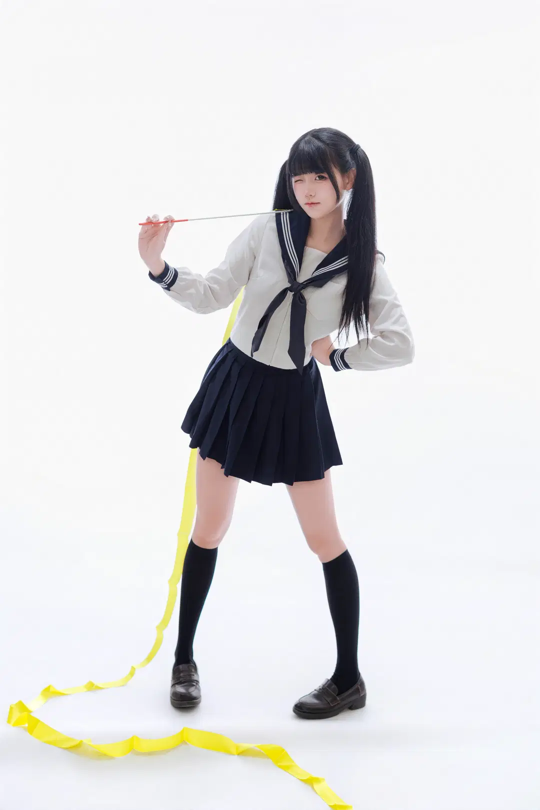 JK uniform white studio photography, movement breakdown of the gymnastics ribbon by 在线只有5分钟 - Image 3