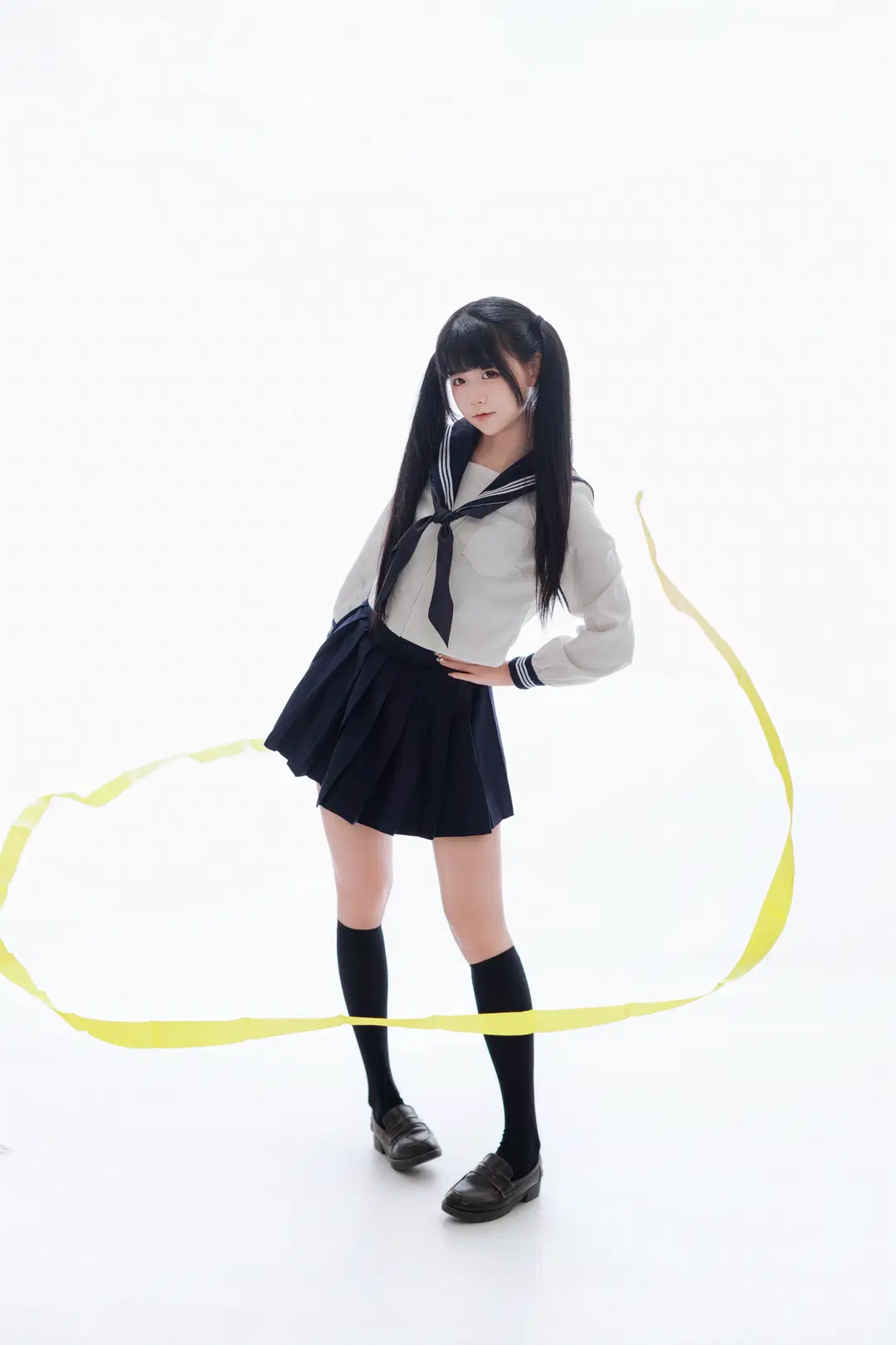 JK uniform white studio photography, movement breakdown of the gymnastics ribbon by 在线只有5分钟 - Image 6