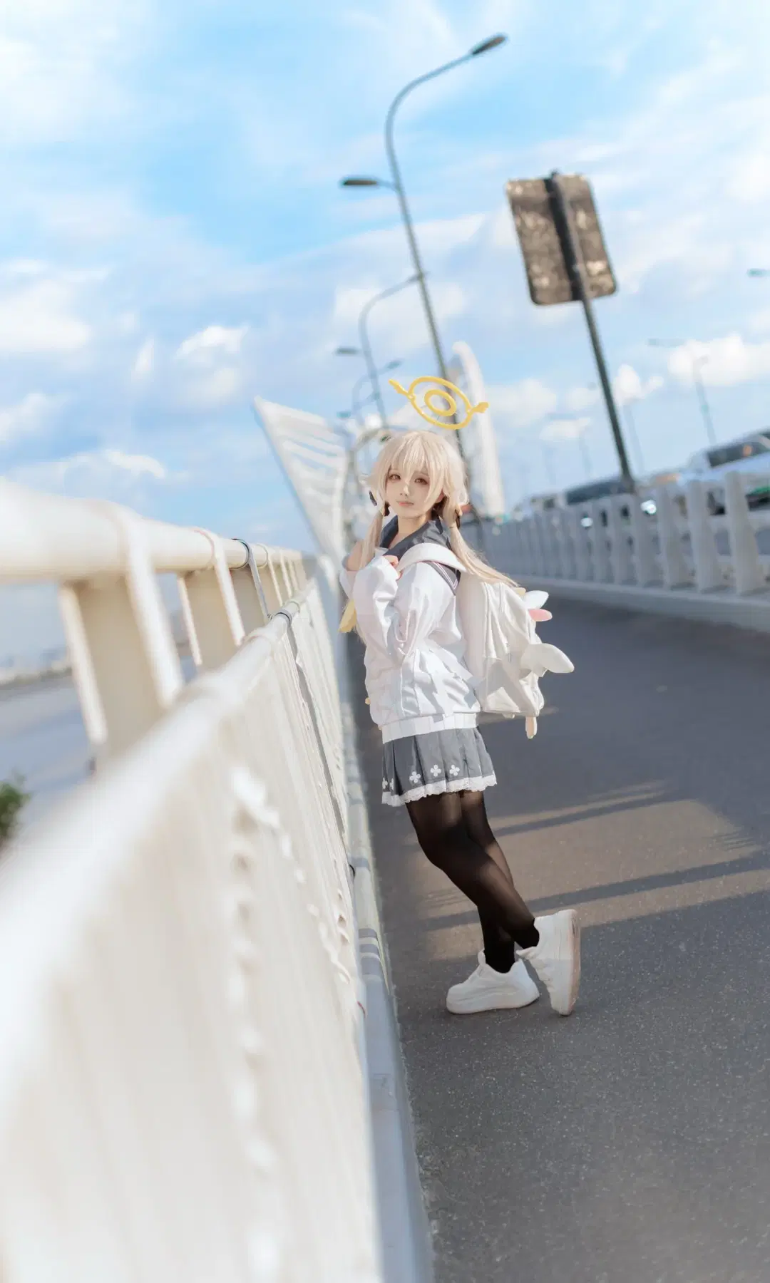 碧蓝档案, cosplay正片, 水手服, 黑丝, 阿慈谷日富美cos