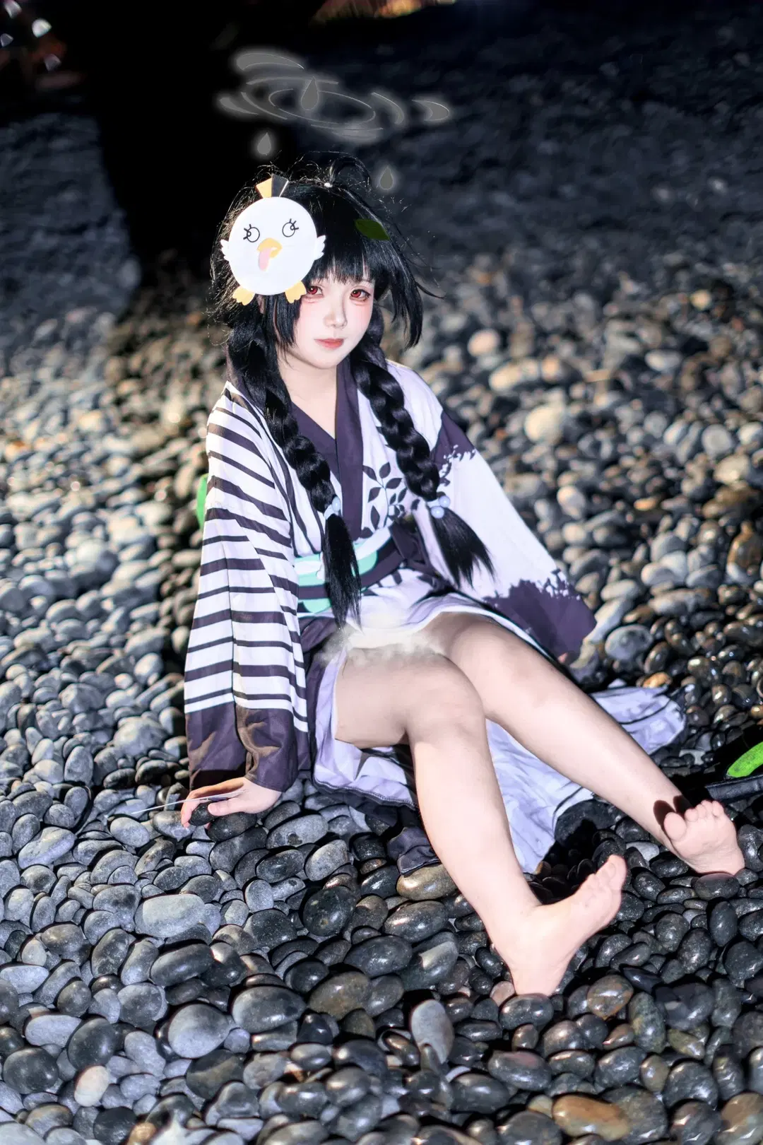 cosplay, 夜景人像, 仙女棒, 浴衣cos, 赤脚