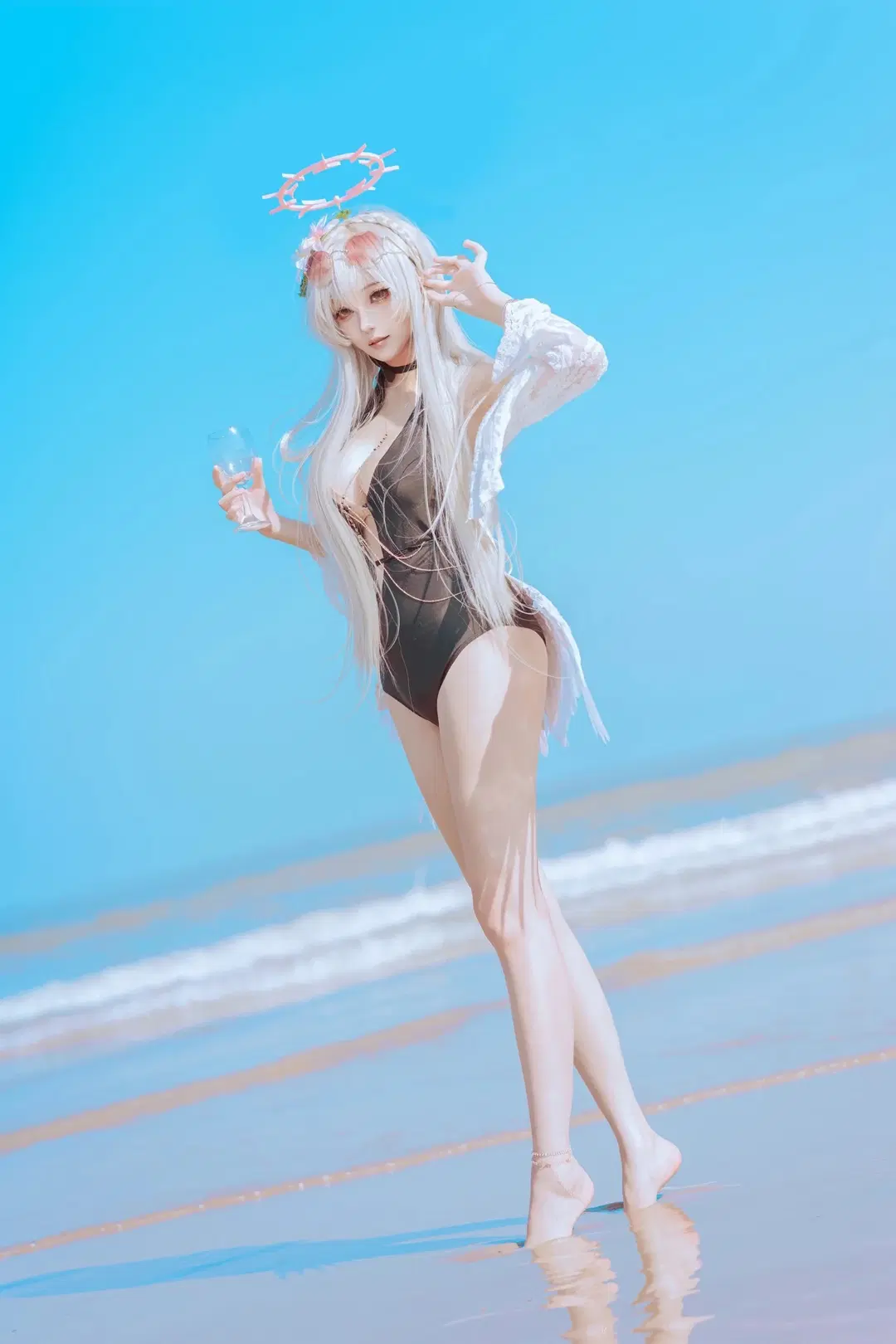 【桐藤ナギサ コスプレ】『ブルーアーカイブ』海辺に揺れる光と影 - 在线只有5分钟 - 2枚目