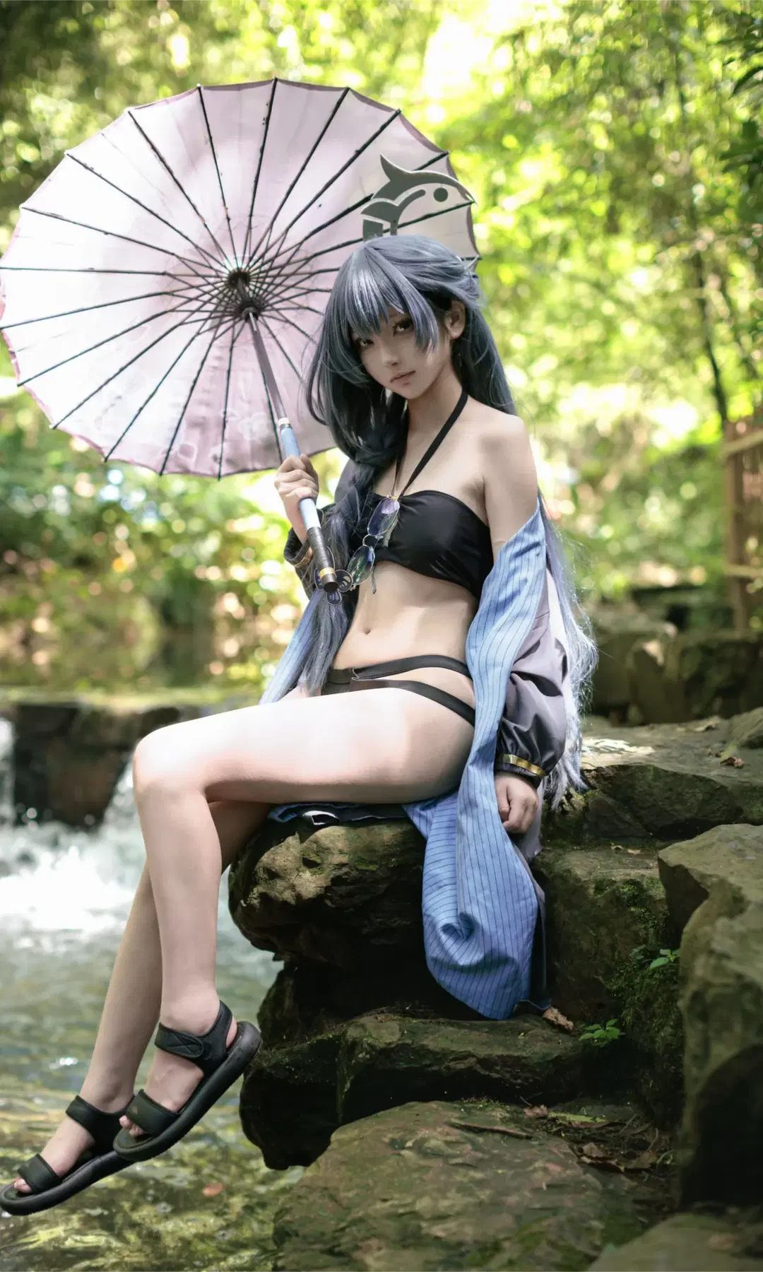 【キサキ コスプレ】山林の渓流で繰り広げる屋外御水術：水着キサキの避暑本番写真 - 在线只有5分钟 - 3枚目