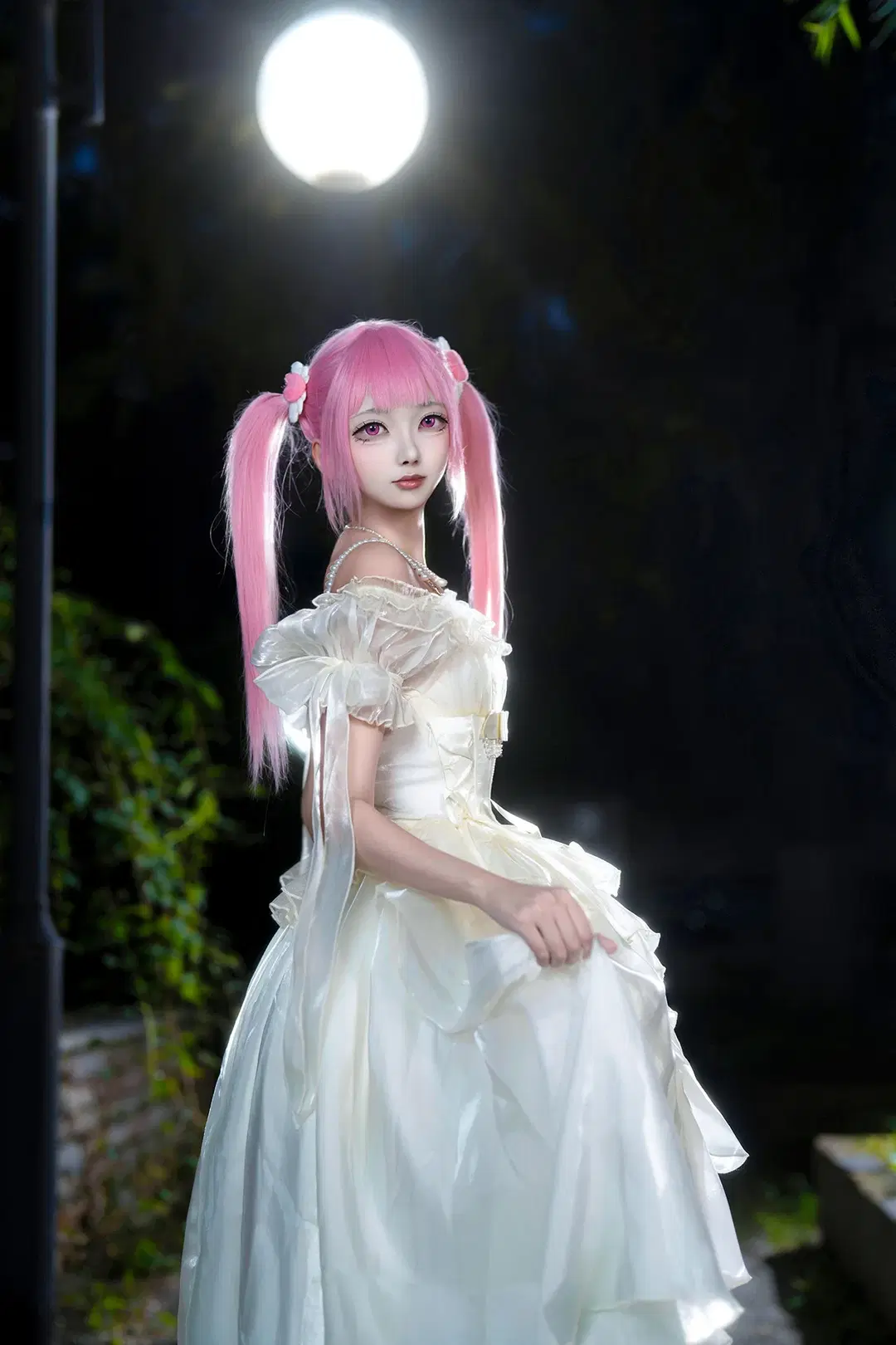 夜景摄影, 私设cosplay, 粉色双马尾, 李天希cos, 时光代理人