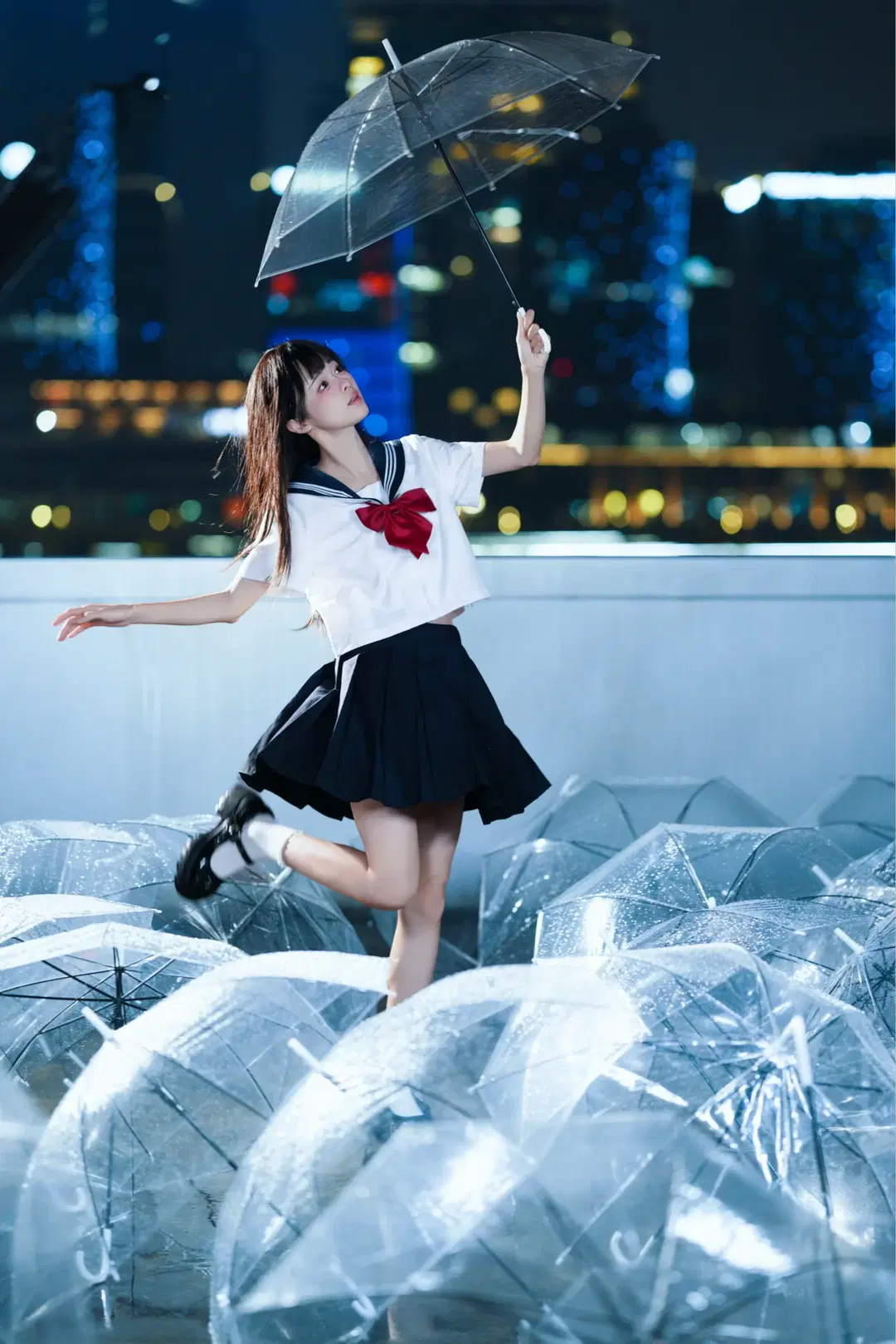 恋如雨止JK制服写真 雨中透明伞氛围感拉满 - 猫活150 - 第10张