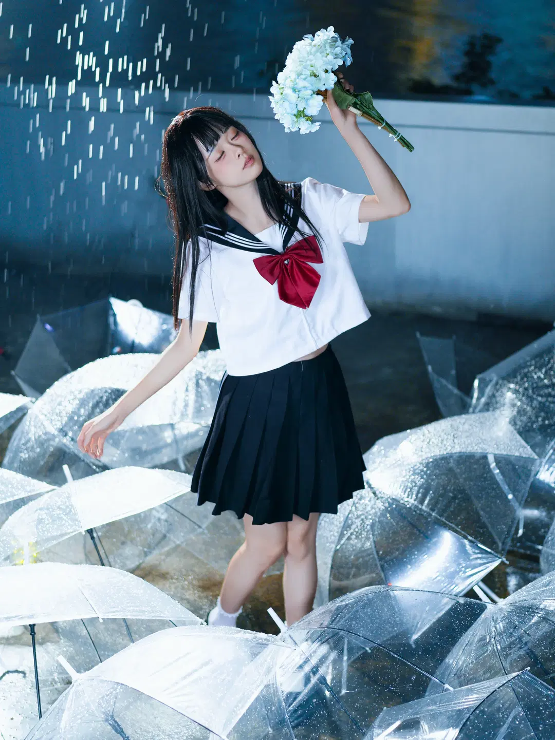恋如雨止JK制服写真 雨中透明伞氛围感拉满 - 猫活150 - 第11张