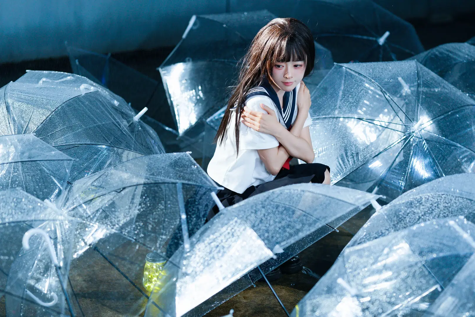 恋如雨止JK制服写真 雨中透明伞氛围感拉满 - 猫活150 - 第9张