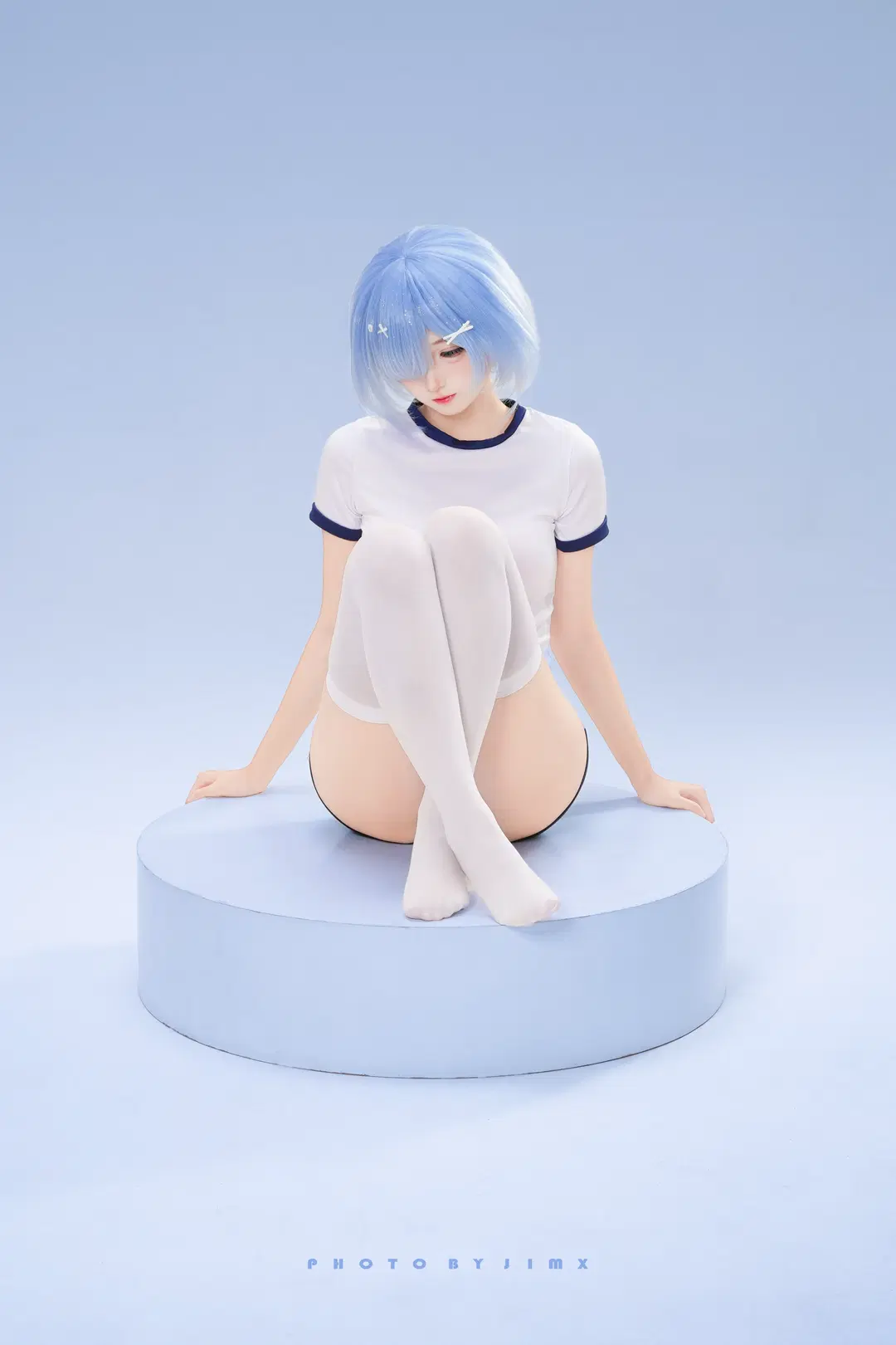 【雷姆cos】白棚排球服，蓝色冷调下的手办质感人像 - 猫活150 - 第3张